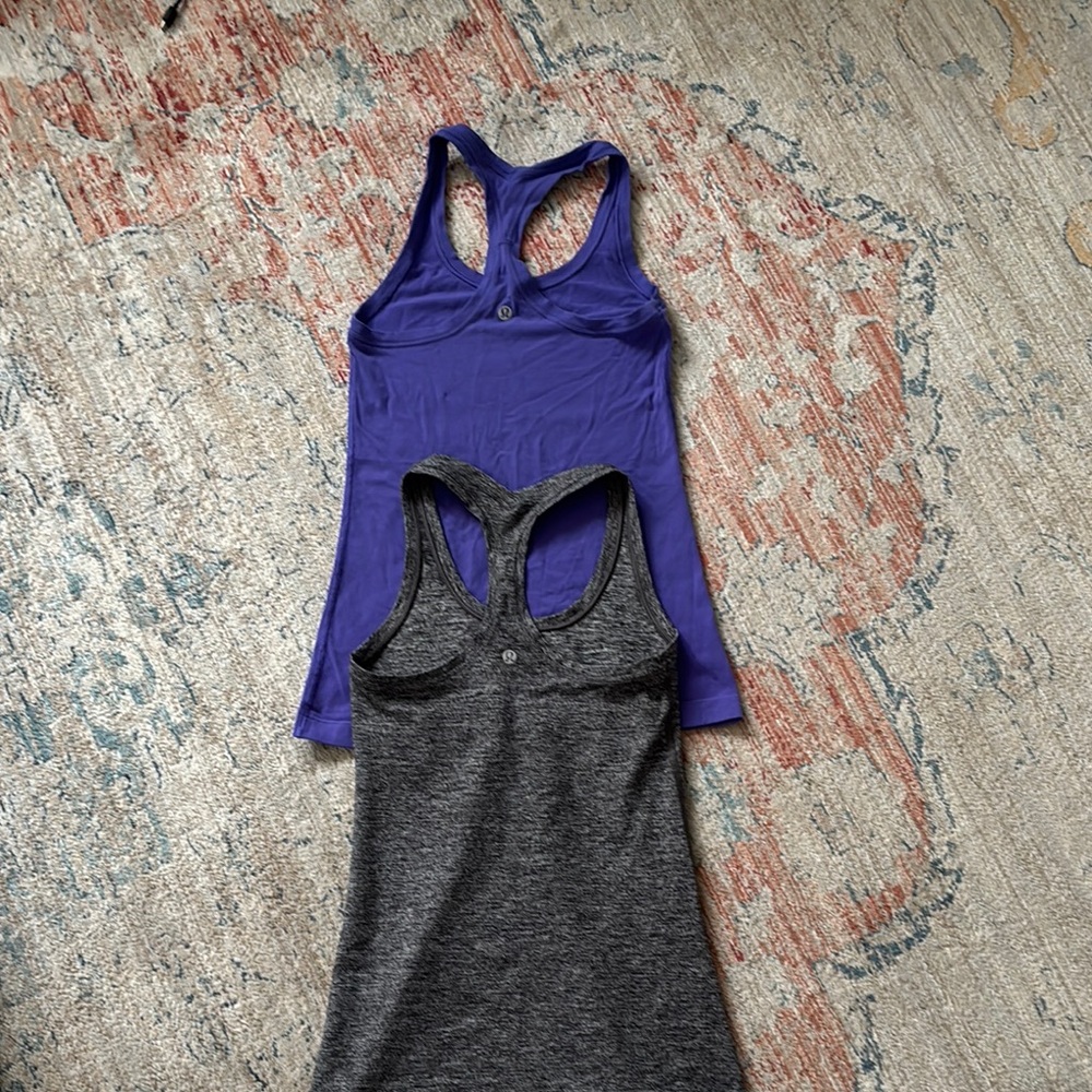 Lululemon Purple and Gray Racerback Tank Tops